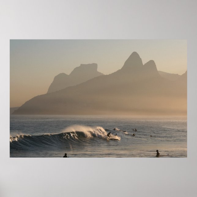 "Surfers at Arpoador, Rio de Janeiro" large poster (Front)
