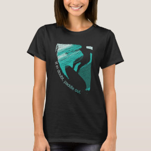 Surfers Blue Tube Wave Rider Pencil Sketch T-Shirt