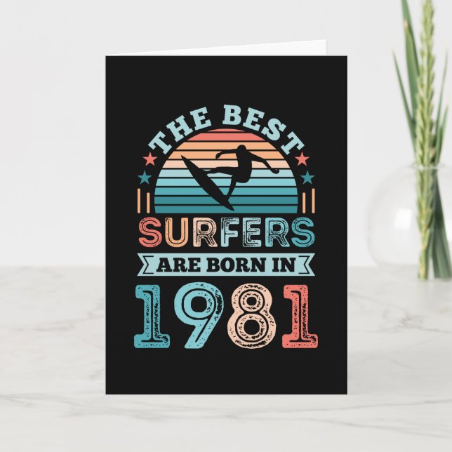 Surfers born 1981 40th Birthday surfing Gift Card (Front)