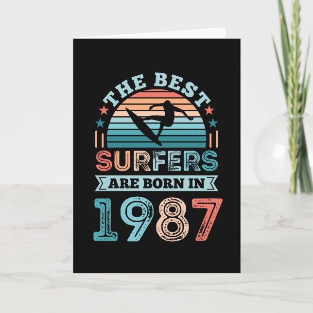 Surfers born 1987 40th Birthday surfing Gift Card (Front)