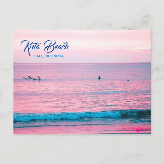 Surfers in Kuta Beach, Bali, Indonesia Announcement Postcard (Front)