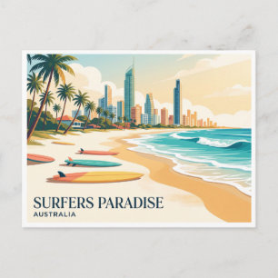 Surfers Paradise Beach Gold Coast Australia Postcard