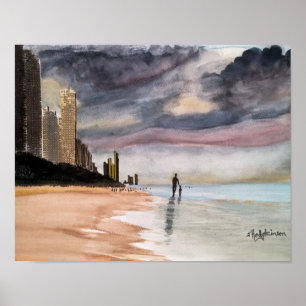SURFERS PARADISE WATERCOLOR POSTER