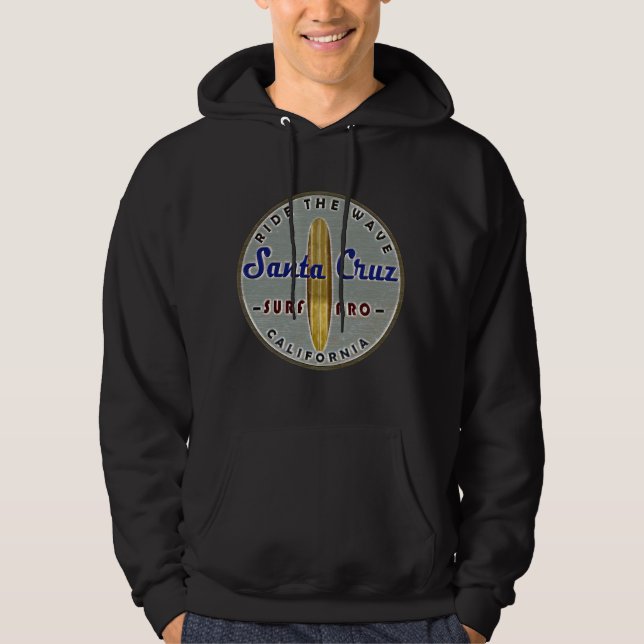 Surfers Santa Cruz Vintage Retro Distressed Hoodie (Front)