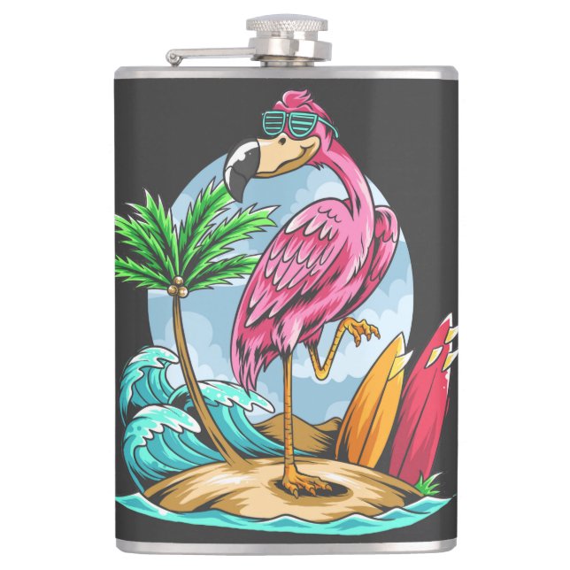 Surfin Flamingo! Flask (Front)