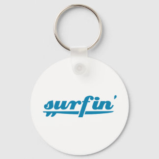 Surfin surfboard blue key ring
