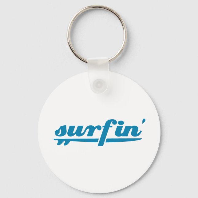 Surfin surfboard blue key ring (Front)