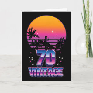 Surfing 1970 Pacific Ocean Sunset 70th Birthday 70 Card