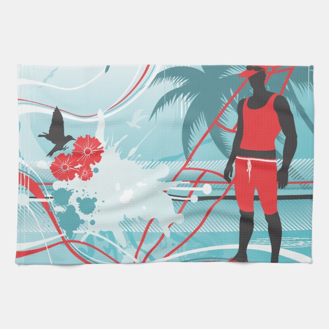 Surfing 4 Kitchen Towels (Horizontal)