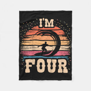 Surfing 4 Year Old Birthday Boy Girl 4th Surfboard Fleece Blanket