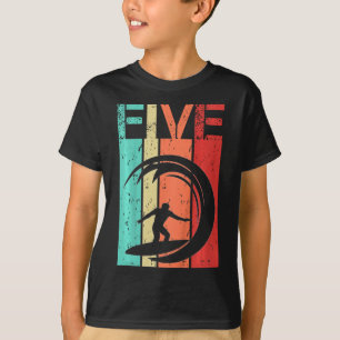 Surfing 5 Birthday Boy Girl Surfer 5 Year Old T-Shirt