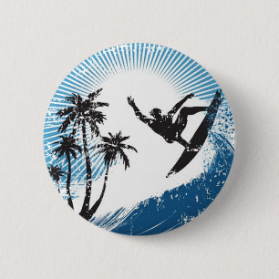 Surfing 6 Cm Round Badge