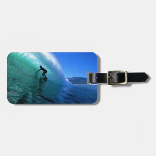 Surfing a green wave South Africa coast Luggage Tag