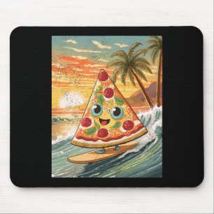 Surfing A Wave Pizza Slice In Tropical Beach Funny Mouse Pad