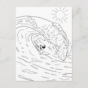 Surfing Adult Colouring Postcard