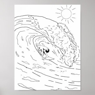 Surfing Adult Colouring Poster
