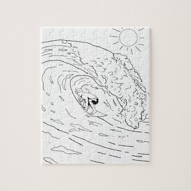 Surfing Adult Colouring Puzzle (Vertical)
