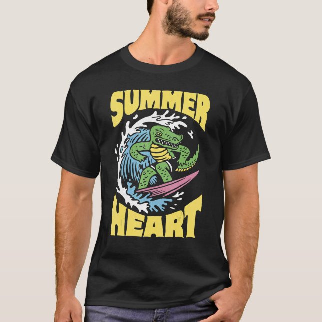 Surfing Alligator Summer Crocodile T-Shirt (Front)