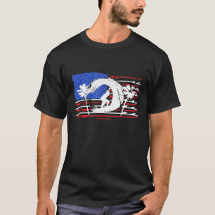 Surfing American Flag Surfboard Design T-Shirt