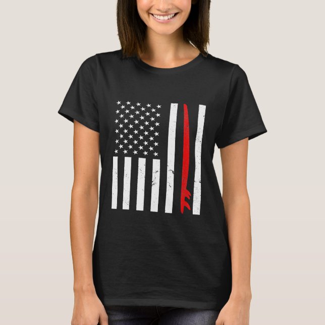 Surfing American Flag Surfboard T-Shirt (Front)