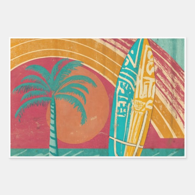 SURFING AND BEACH DESIGN WRAPPING PAPER  (Front)