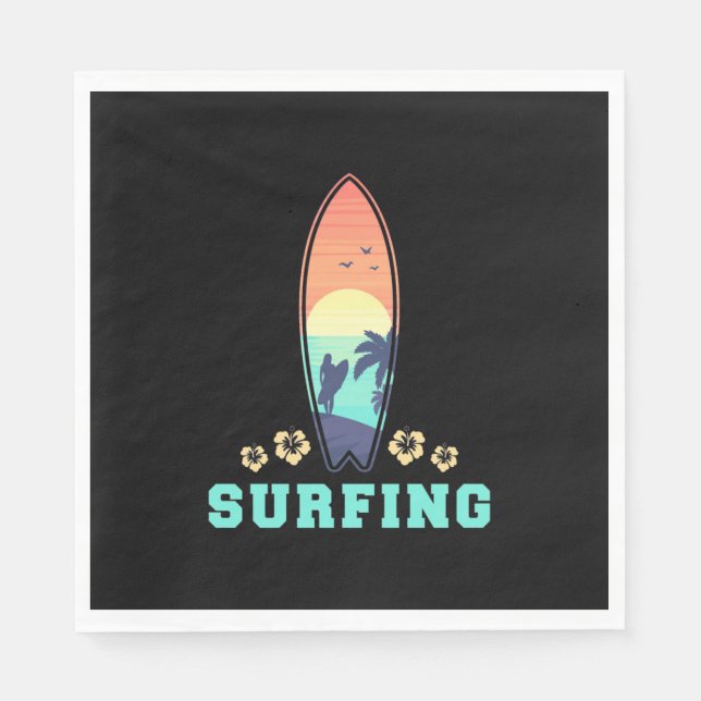 Surfing And Flower Napkin (Front)