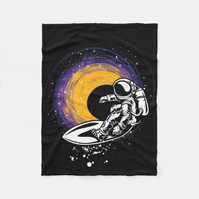Surfing Astronaut - Galaxy Planets Space Spaceship Fleece Blanket (Front)