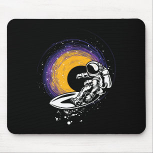 Surfing Astronaut - Galaxy Planets Space Spaceship Mouse Pad