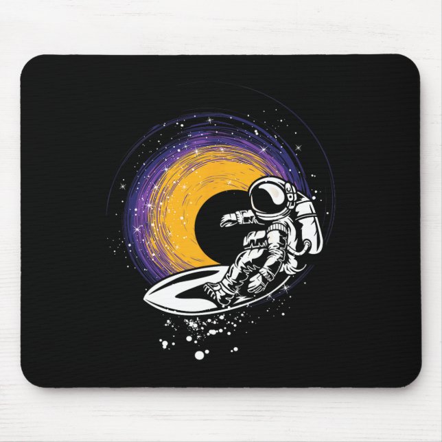 Surfing Astronaut - Galaxy Planets Space Spaceship Mouse Pad (Front)