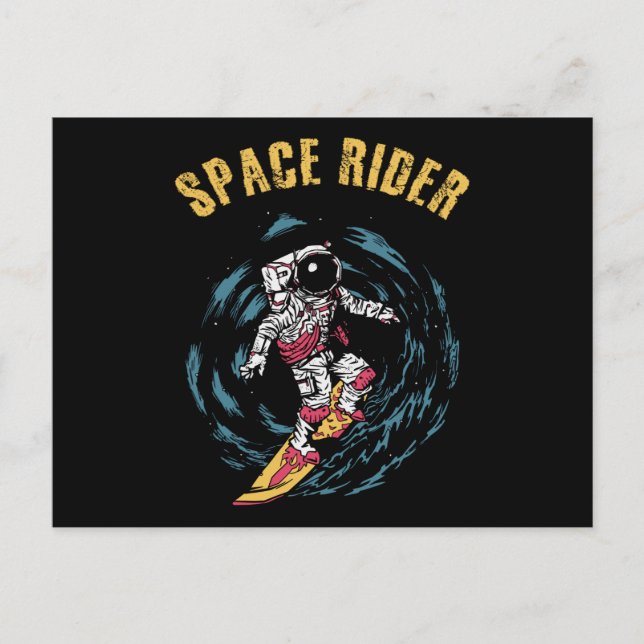 Surfing Astronaut Space Rider Surfer Postcard (Front)
