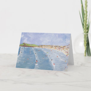 Surfing at Porthmeor Holiday Card