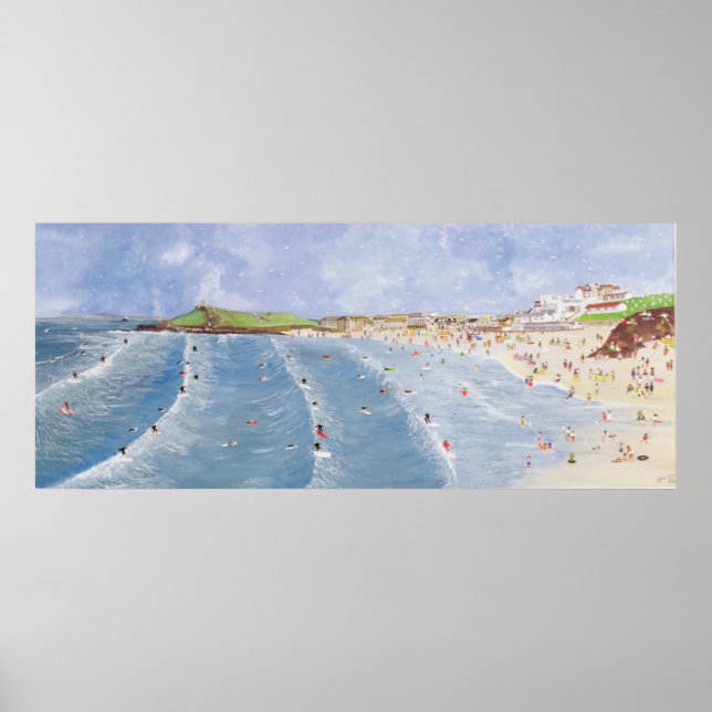 Surfing at Porthmeor Poster (Front)