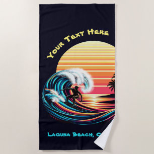 Surfing at Sunset Beach Towel