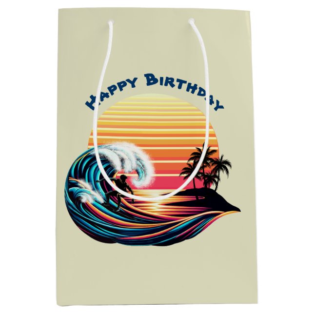 Surfing at Sunset Medium Gift Bag (Front)