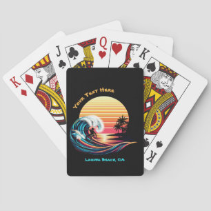 Surfing at Sunset Playing Cards