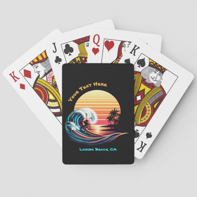 Surfing at Sunset Playing Cards (Back)