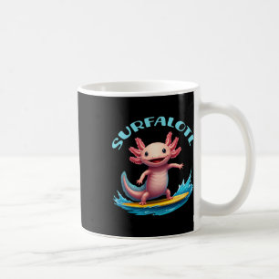 Surfing Axolotl Surfalotl Funny Ocean Beach Coffee Mug