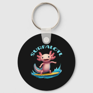 Surfing Axolotl Surfalotl Funny Ocean Beach  Key Ring