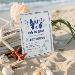 Surfing Baby,Beachy Baby on Board Shower Invitation
