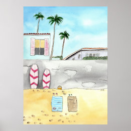 Surfing Beach in San Diego  Poster