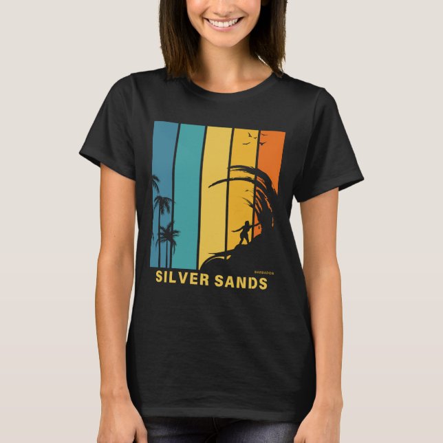 Surfing Beach Silver Sands Barbados T-Shirt (Front)