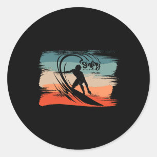 Surfing Beach Surfer Board Surf Classic Round Sticker