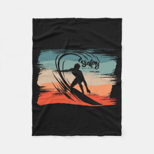 Surfing Beach Surfer Board Surf Fleece Blanket