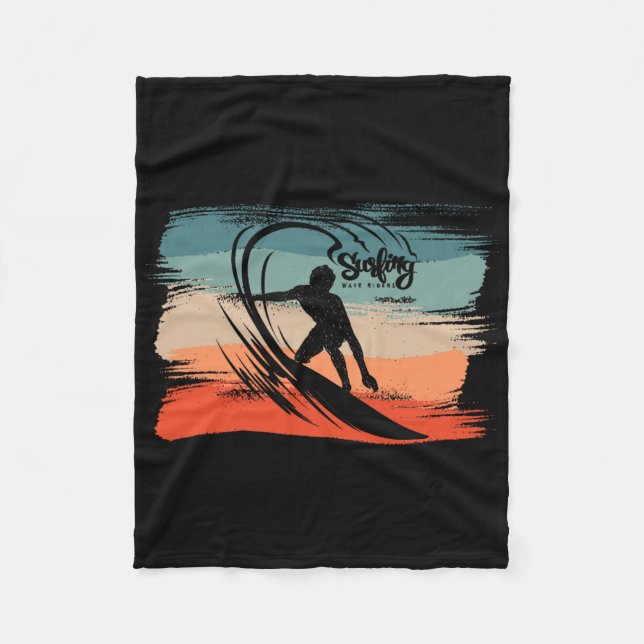 Surfing Beach Surfer Board Surf  Fleece Blanket (Front)