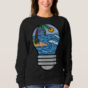 Surfing Beach Waves Shining Bulb Matching Vacation Sweatshirt