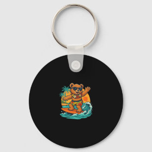 Surfing Bear In Summer Season For Surfboard Lovers Key Ring