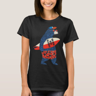 Surfing Bear On San Diego Beach California Summer  T-Shirt