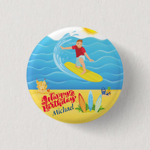 Surfing Birthday 3 Cm Round Badge
