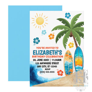 Surfing Birthday Party Invitation