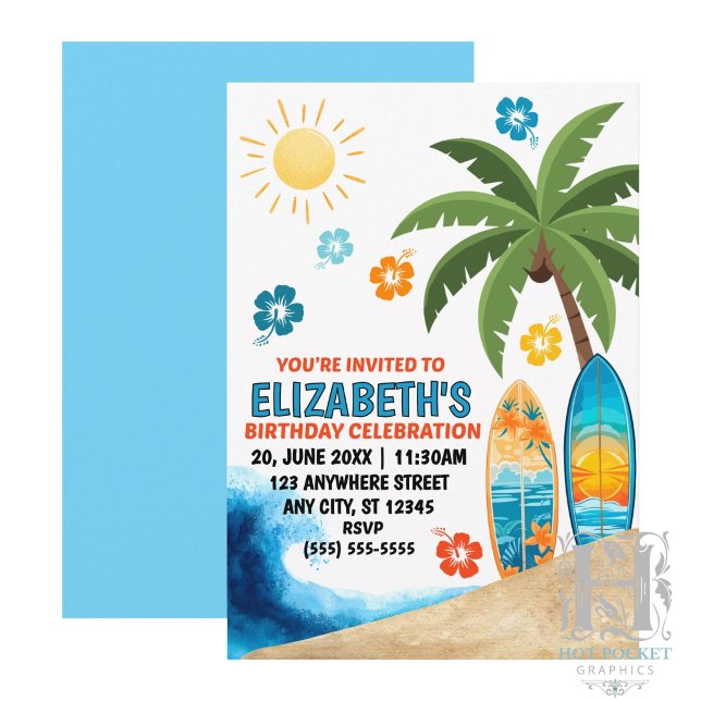 Surfing Birthday Party Invitation (Creator Uploaded)